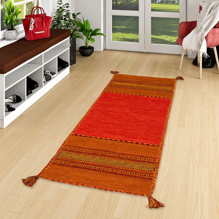 Läufer Natur Teppich Kelim Navarro Terrakotta