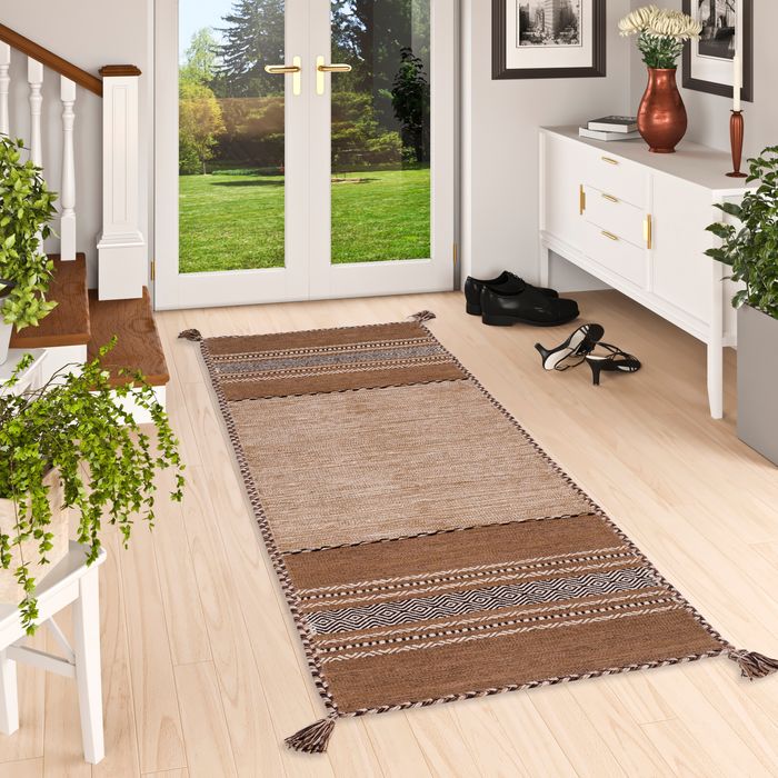 Läufer Natur Teppich Kelim Navarro Beige