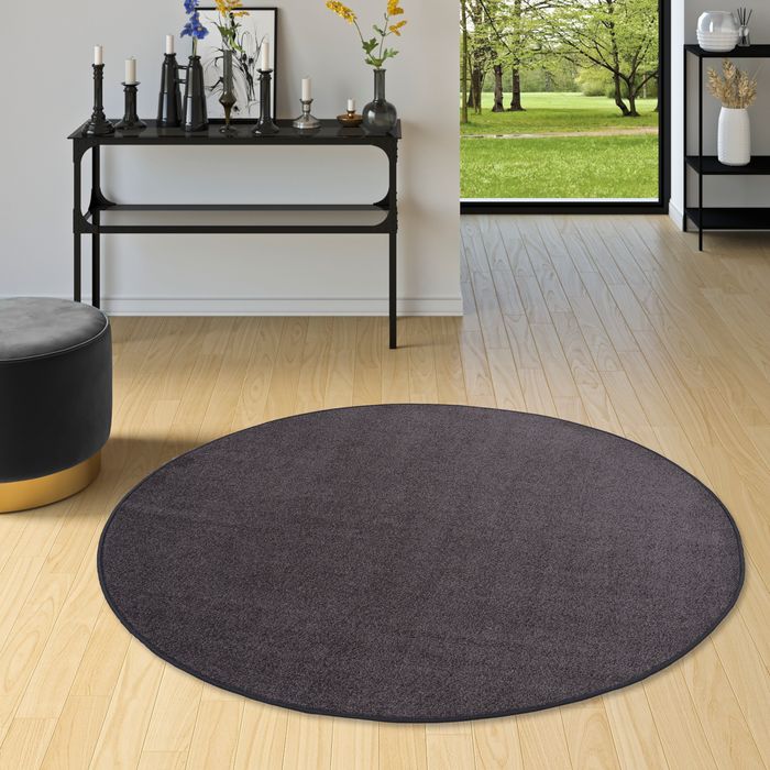 Tapis Rond Joy Velours Anthracite