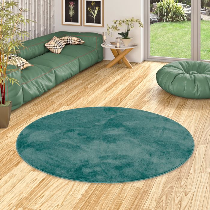 Tapis Rond Deluxe à Poils Longs Ultra Doux Vert Menthe