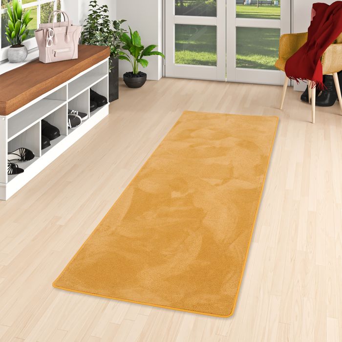 Hochflor Super Soft Teppich Läufer Deluxe Curry