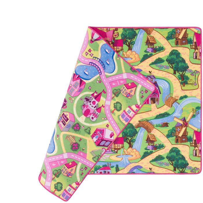 Tapis Route pour Enfants Double Face Village Rose Pays des Contes