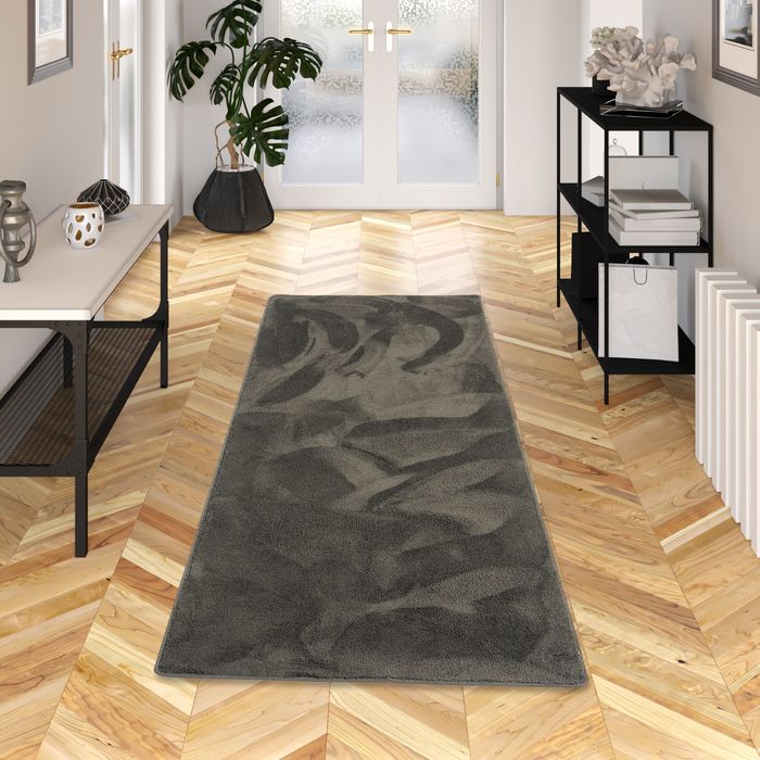 Hochflor Super Soft Teppich Läufer Deluxe Anthrazit