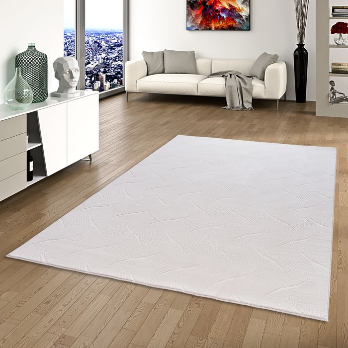 Luxus Super Soft Fellteppich Glamour Modern Creme Wellen