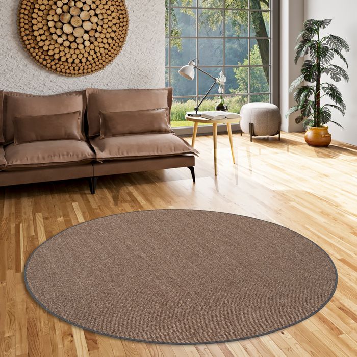 Sisal Natur Teppich Astra Grau Mix Rund