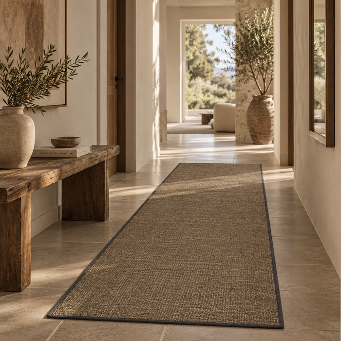 Tapis Couloir en Sisal Naturel Astra Gris Mix