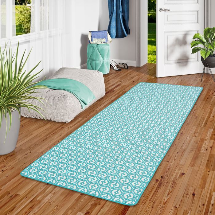 In- und Outdoor Teppich Läufer Beidseitig Cape Cod Türkis