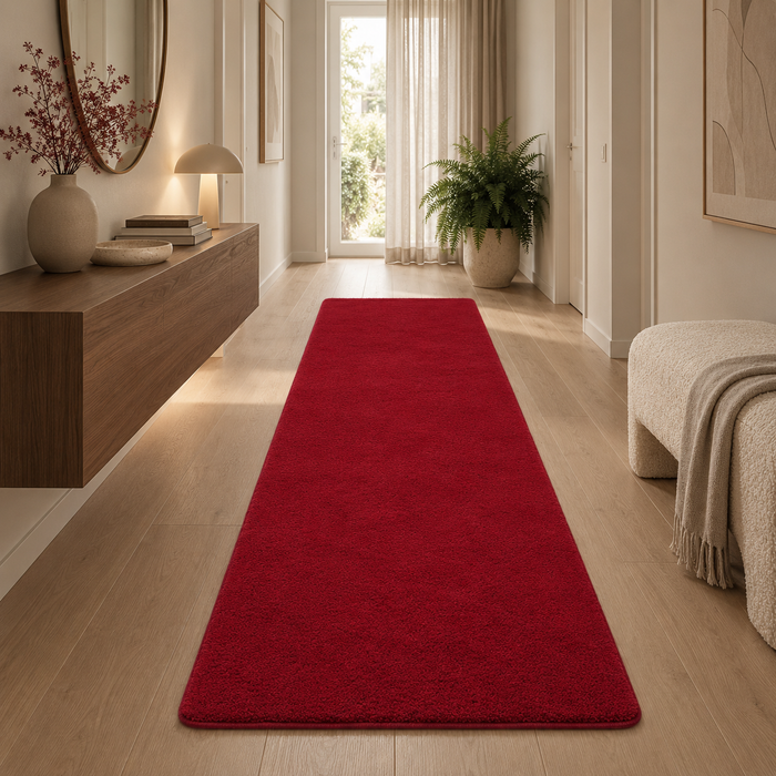 Hochflor Super Soft Teppich Läufer Deluxe Weinrot