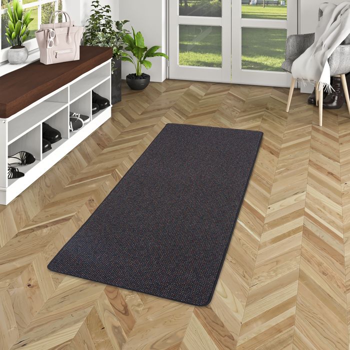 Tapis coureur bouclé Alma noir chiné