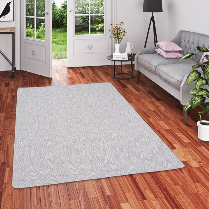 Feinschlinge Designer Teppich Circle Grau