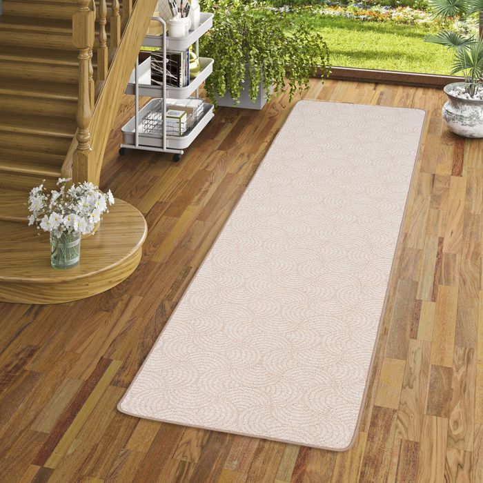 Tapis coureur fine boucle design Circle beige