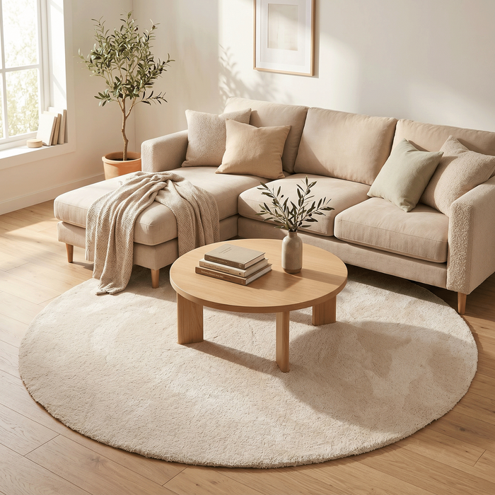 Tapis Shaggy Super Soft Livorno Crème Rond