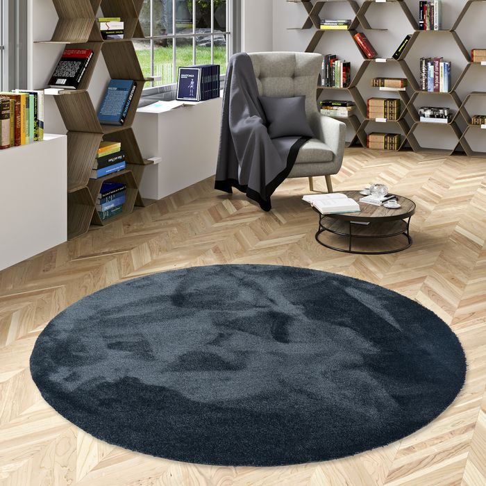 Super Soft Hochflorteppich Livorno Anthrazit Rund