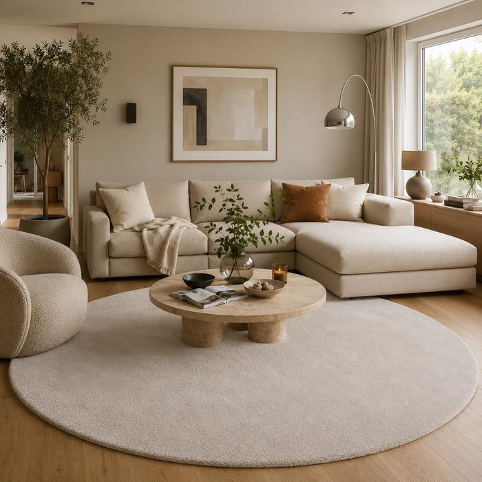 Super Soft Hochflorteppich Livorno Grau Rund