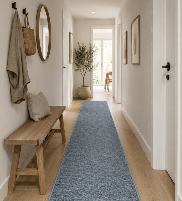 Tapis Bouclé Designer Couloir Niva Bleu