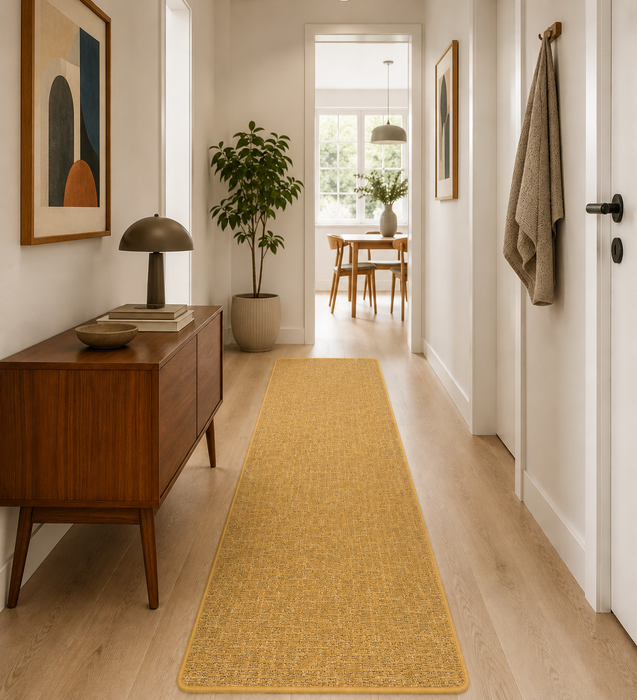Tapis Bouclé Designer Couloir Niva Jaune Curry