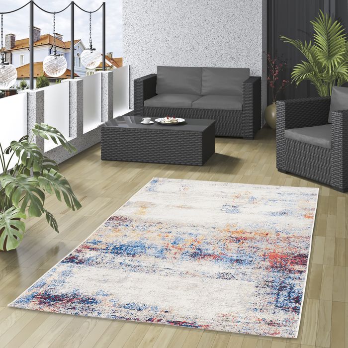In- und Outdoor Teppich Malibu Creme Bunt Verlauf