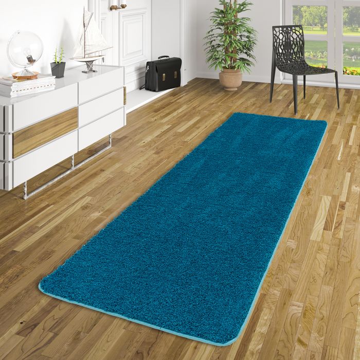 Luxus Läufer Hochflor Langflor Teppich Milano Petrol