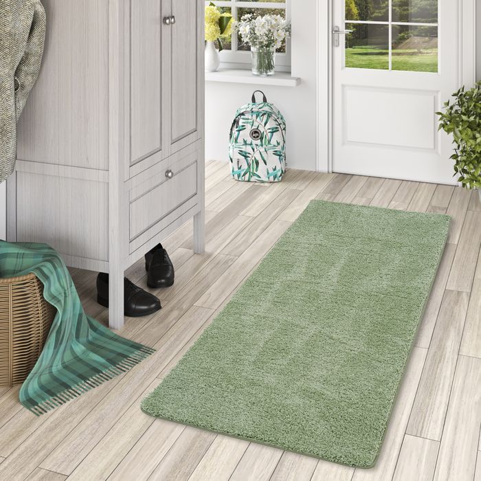 Luxus Läufer Hochflor Langflor Teppich Milano Mintgrün