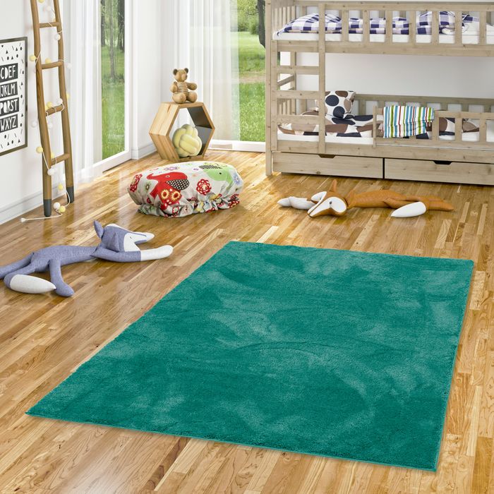 Super Soft Kinder Hochflor Teppich Silky Kids Mintgrün