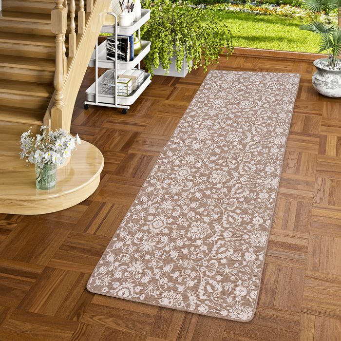 Tapis intérieur/extérieur réversible Newport beige à motifs floraux