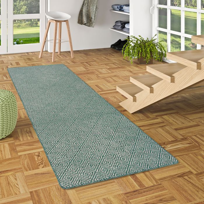 Tapis de couloir Newport intérieur/extérieur vintage vert – Réversible
