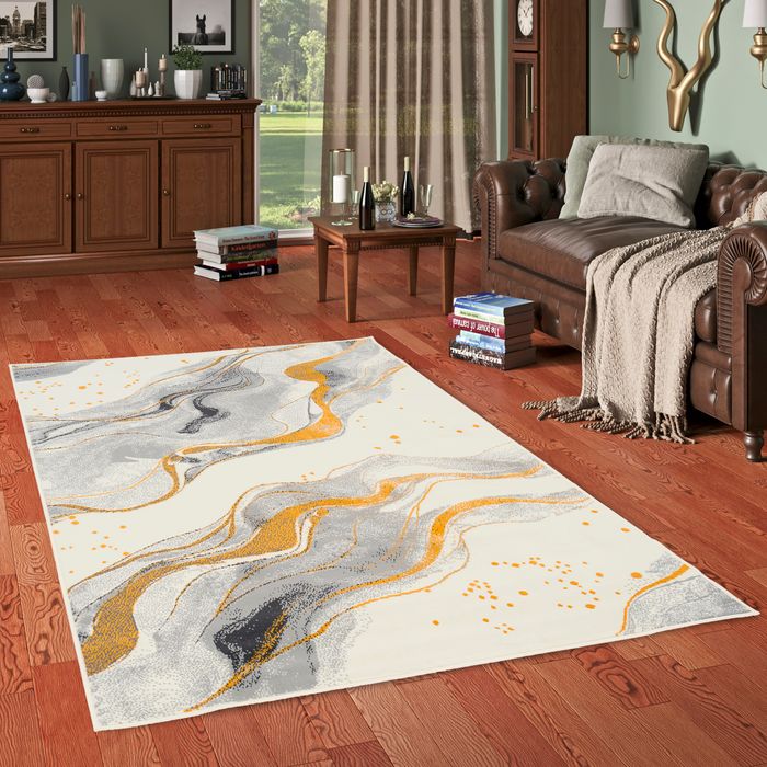 Designer Teppich Trendline Grau Gelb Verlauf