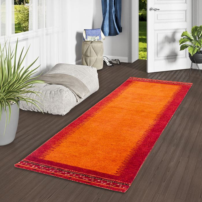 Läufer Natur Teppich Indo Gabbeh Esta Rot Classic