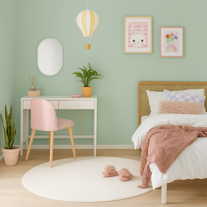 Tapis pour enfants rond en velours Joy Kids crème