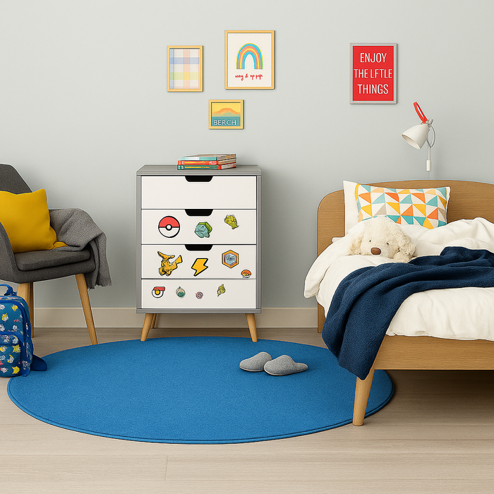 Tapis pour enfants rond en velours Joy Kids bleu