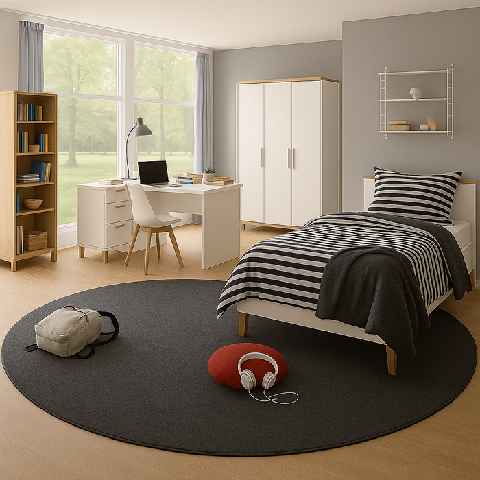 Velours Kinderteppich Joy Kids Anthrazit Rund