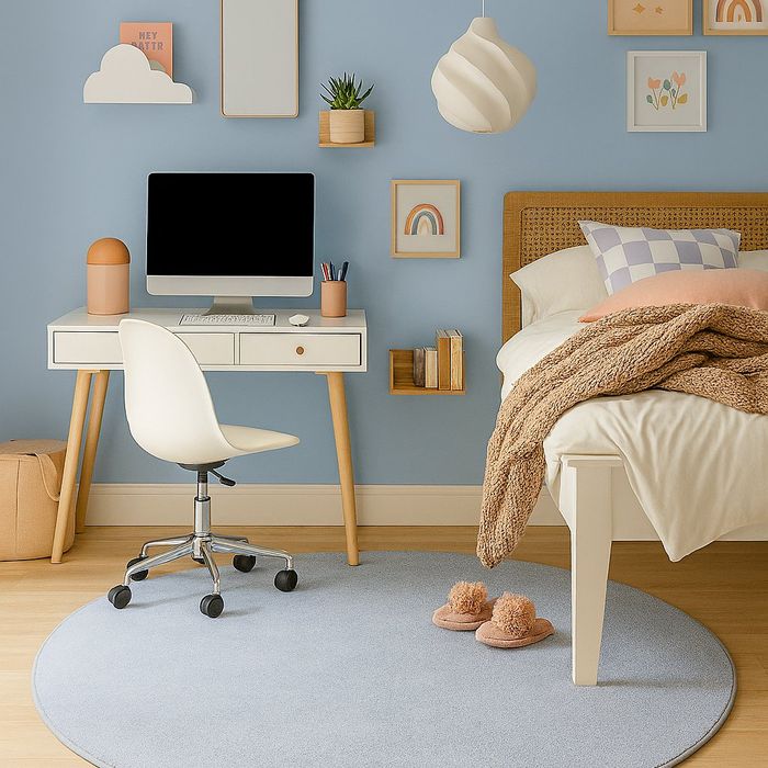 Velours Kinderteppich Joy Kids Grau Rund