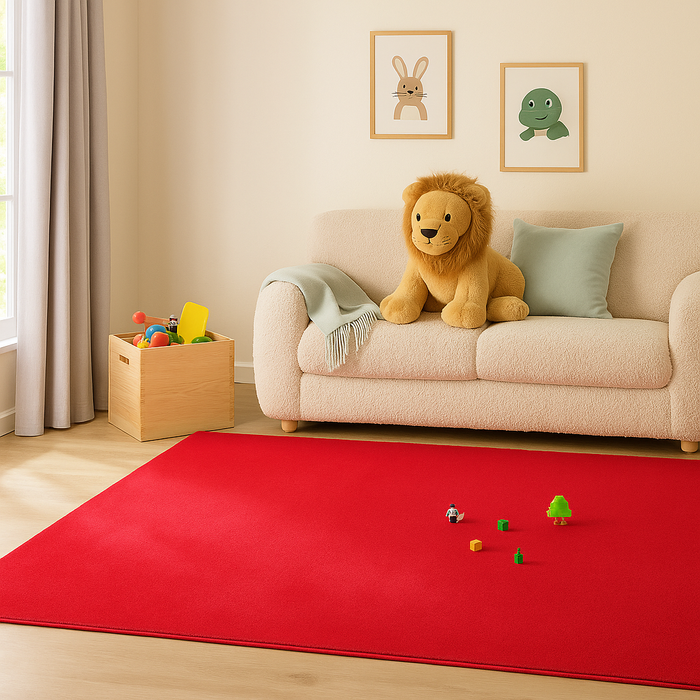 Velours Kinderteppich Joy Kids Knallrot