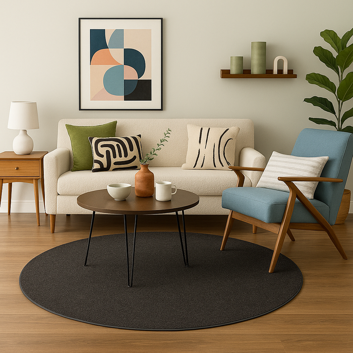 Hochflor Velours Teppich Mona Anthrazit Rund