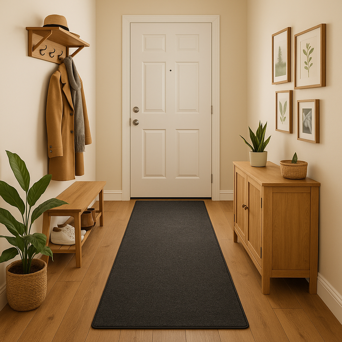 Tapis couloir velours shaggy Mona anthracite