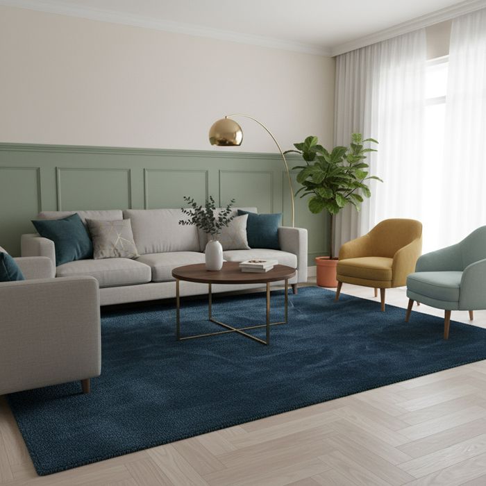Tapis Fausse Fourrure Luxe Ultra Doux Pearl Bleu Foncé