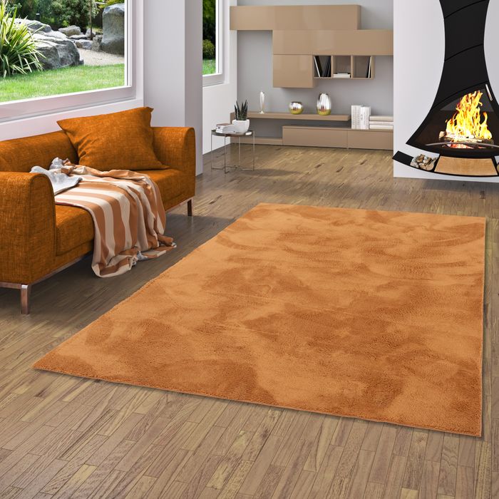 Tapis Fausse Fourrure Luxe Ultra Doux Pearl Rouille