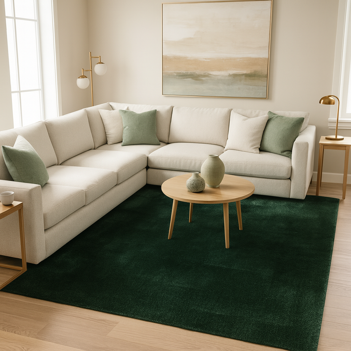 Tapis Fausse Fourrure Luxe Ultra Doux Pearl Vert Foncé