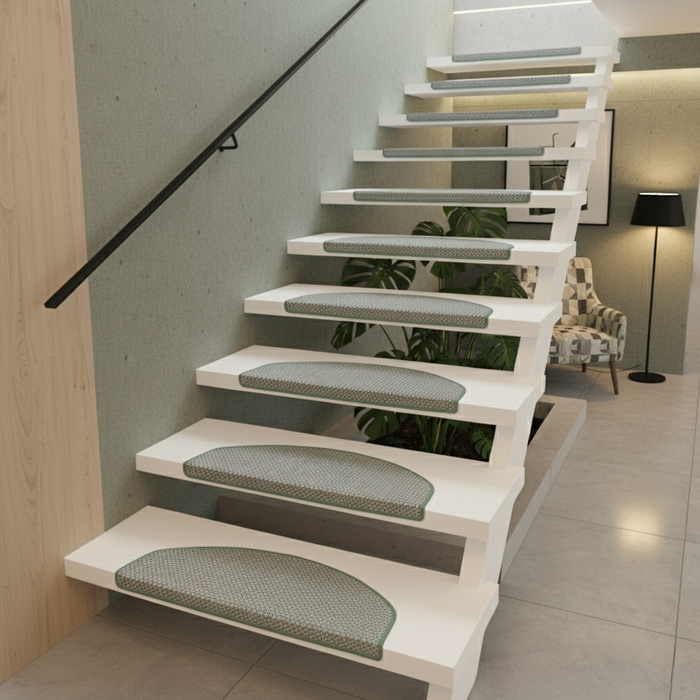 Tapis de marche tissé plat vert menthe (demi-rond)