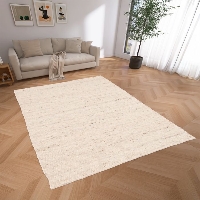 Natur Teppich Wolle Alaska Beige Meliert