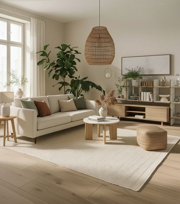 Natur Teppich Wolle Kiruna Beige