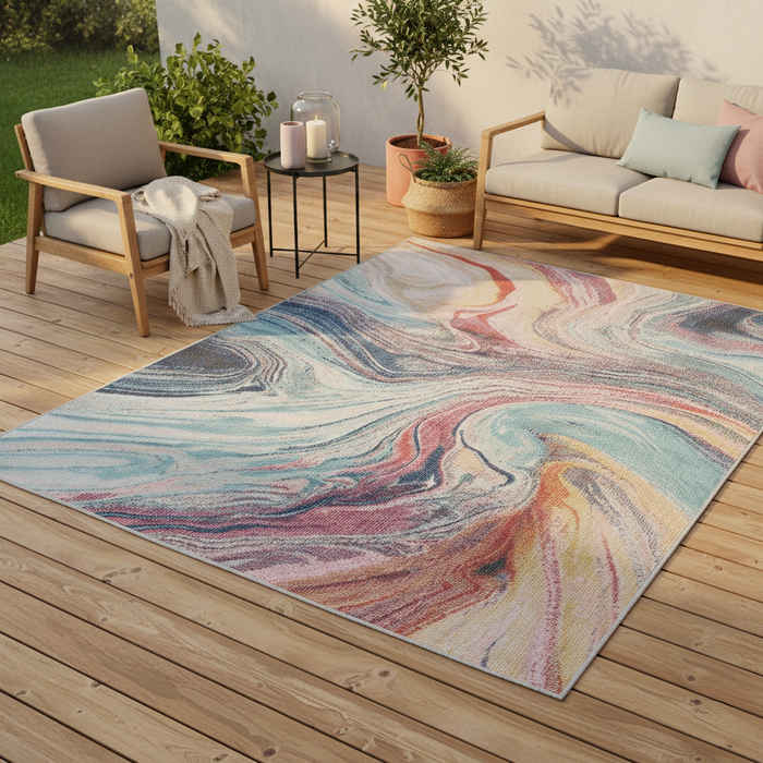 Indoor Outdoor Teppich Lagos Vintage Bunt Verlauf