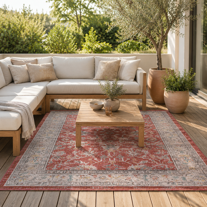 Indoor Outdoor Teppich Lagos Vintage Orient Rot