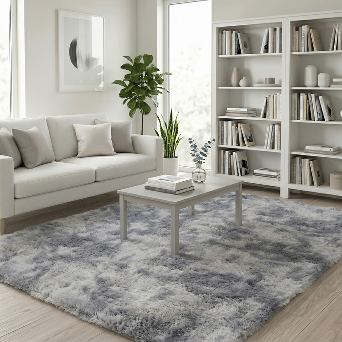 Tapis shaggy Fluffy gris – tapis à poils longs extra doux et moelleux
