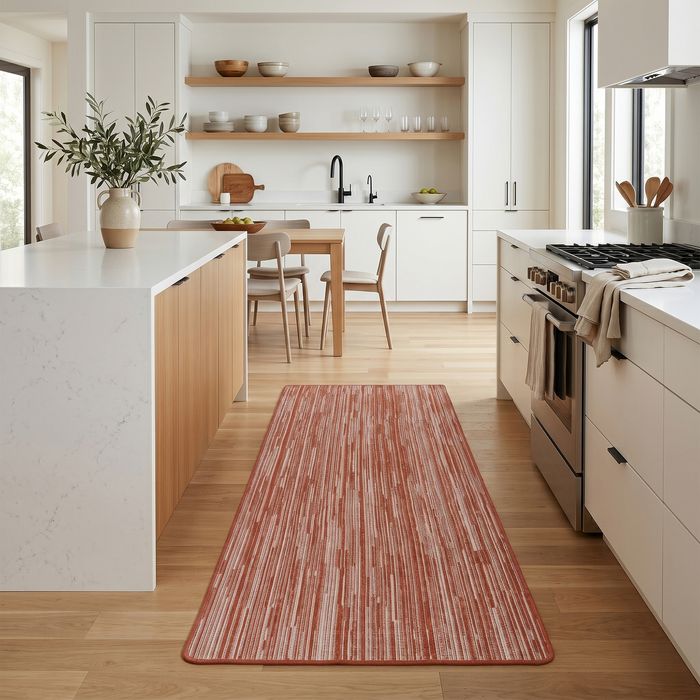 In- & Outdoor Teppich Läufer Beidseitig Newport Terrakotta Streifen