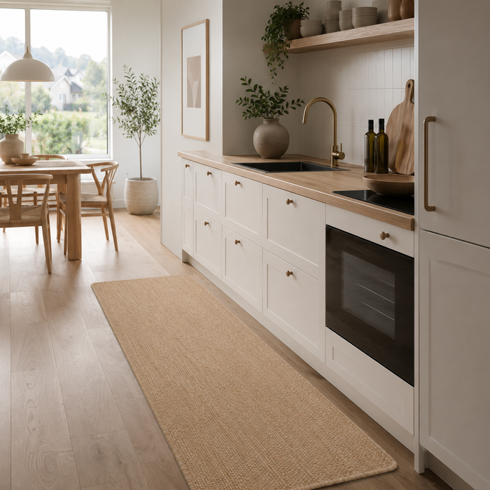 Tapis de Couloir Tissé Plat Intérieur & Extérieur Porto Sable Chiné