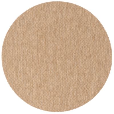 In- & Outdoor Flachgewebe Teppich Porto Beige Karo Rund