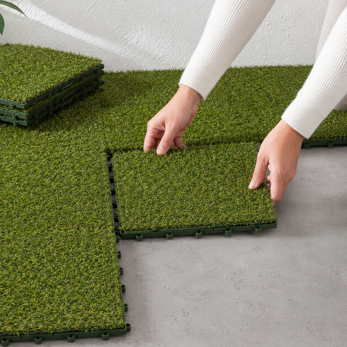 Dalles Gazon Synthétique à Clipser – Pour Balcon, Terrasse et Jardin