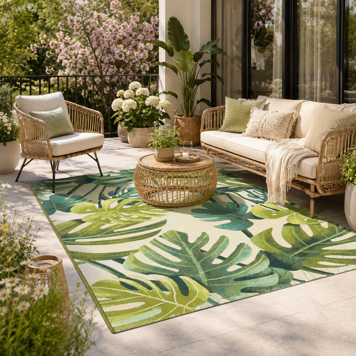 Tapis Intérieur & Extérieur Malibu Monstera Vert