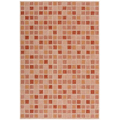 In- & Outdoor Teppich Carpetto Terrakotta Karo